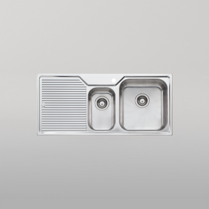Oliveri Nu-Petite 1 And 1/2 Bowl Topmount Sink With Left Drainboard Stainless Steel