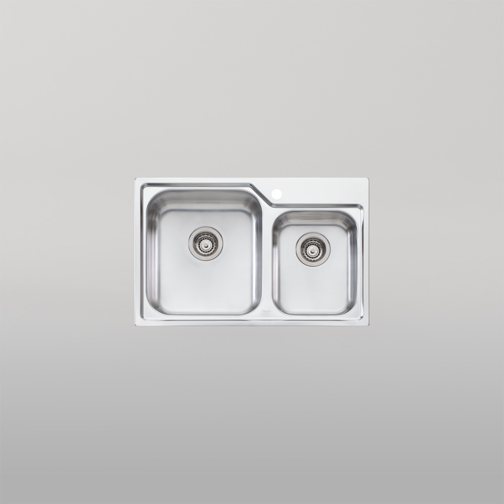 Oliveri Nu-Petite 1 And 3/4 Bowl Topmount Sink Left Stainless Steel