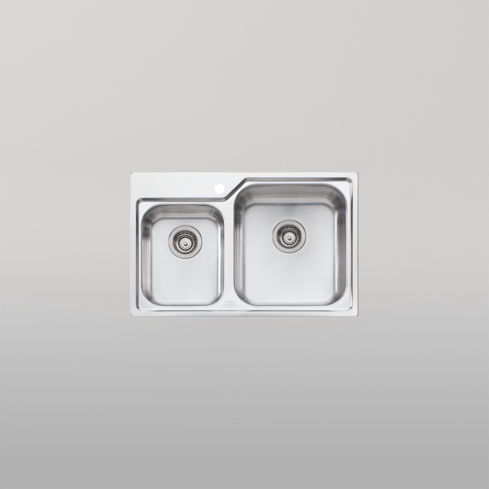 Oliveri Nu-Petite 1 And 3/4 Bowl Topmount Sink Right Stainless Steel