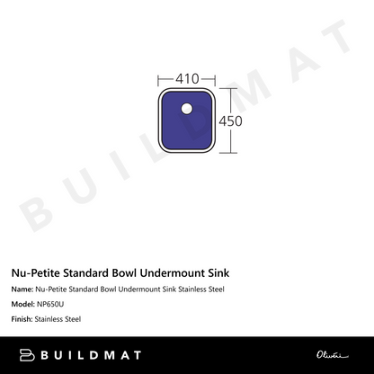 Oliveri Nu-Petite Standard Bowl Undermount Sink Stainless Steel