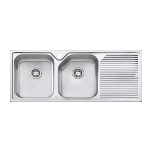 Oliveri Nu-Petite Double Bowl Topmount Sink With Drainer