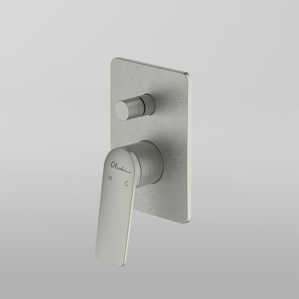 Oliveri Paris Wall Mixer With Diverter Brushed Nickel