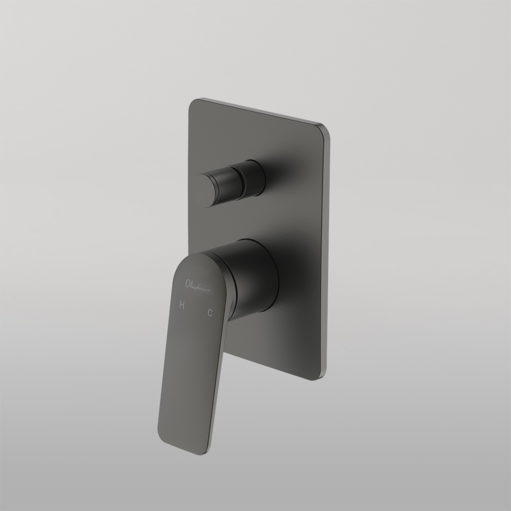 Oliveri Paris Wall Mixer With Diverter Gunmetal