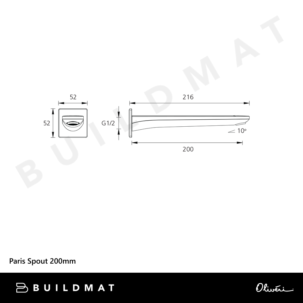Oliveri Paris Spout 200mm Chrome Lead Free