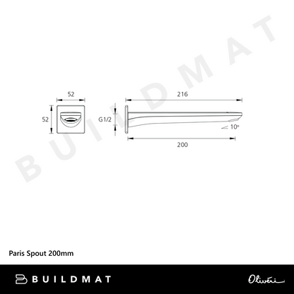 Oliveri Paris Spout 200mm Chrome Lead Free