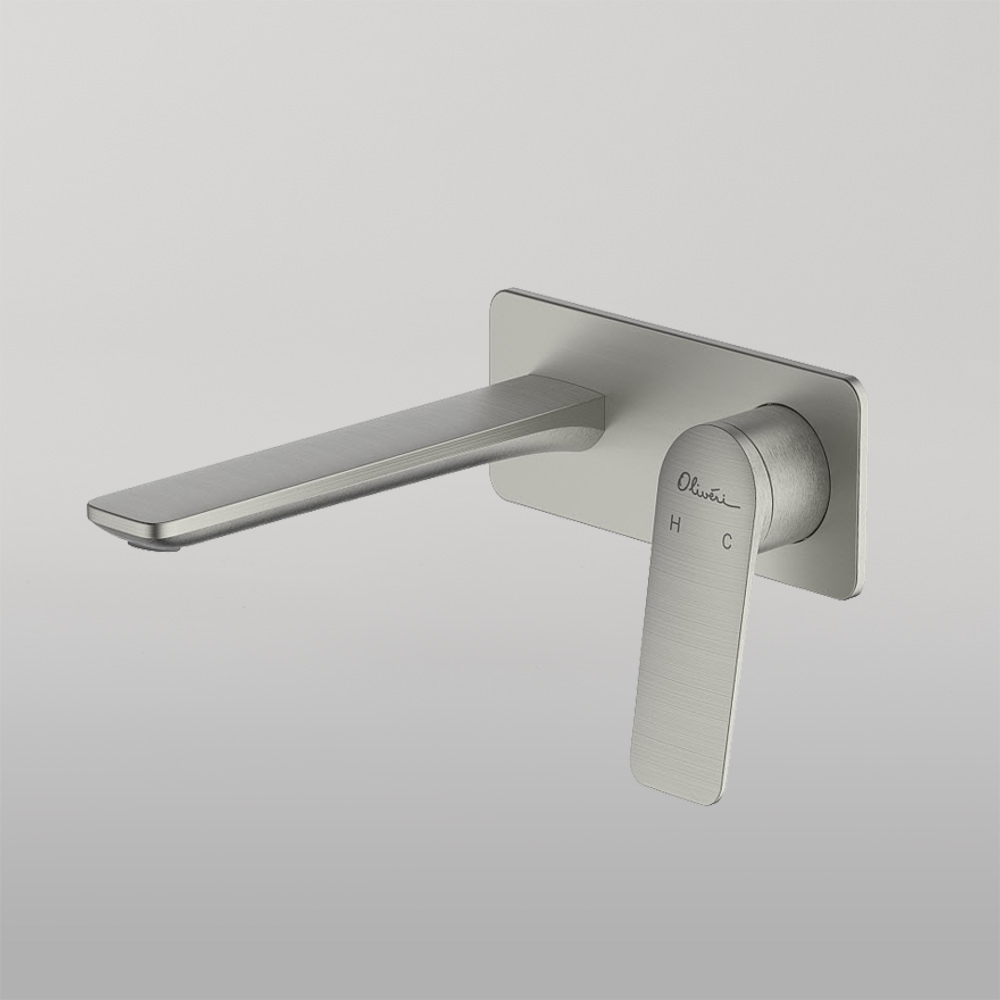 Oliveri Paris Wall Mixer Set Brushed Nickel Lead Free