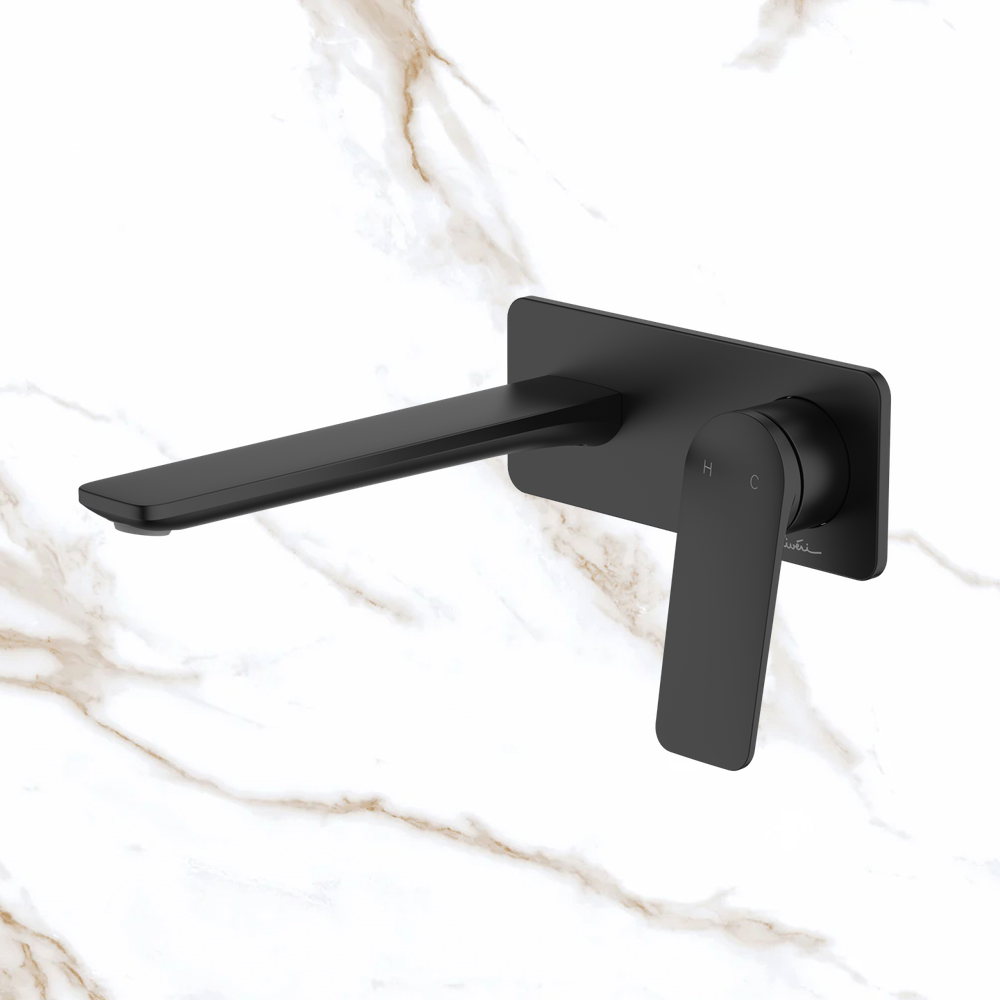 Oliveri Paris Wall Mixer Set Complete Kit Matte Black Lead Free
