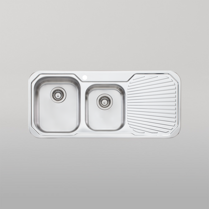 Oliveri Petite 1 And 3/4 Bowl Sink With Right Drainboard Stainless Steel