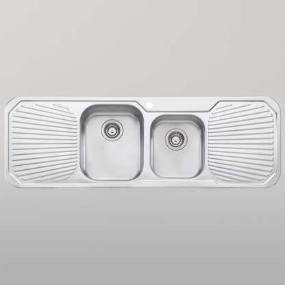 Oliveri Petite 1 And 3/4 Bowl Sink With Double Drainer Stainless Steel
