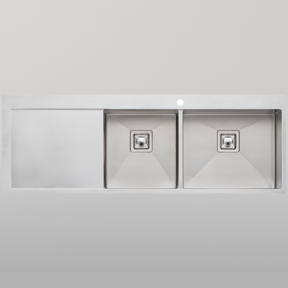 Oliveri Professional Series 1 And 3/4 Bowl Topmount Sink With Left Drainboard Stainless Steel