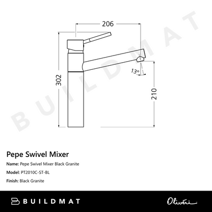 Oliveri Pepe Swivel Mixer Black Granite