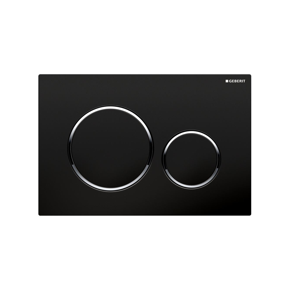 Oliveri Concealed Cistern Flush Plate with Round Buttons Black