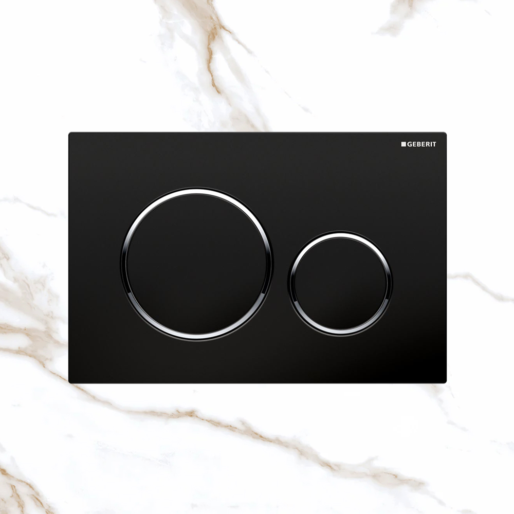 Oliveri Concealed Cistern Flush Plate with Round Buttons Black