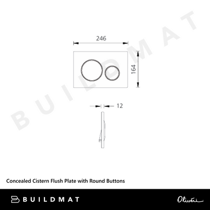 Oliveri Concealed Cistern Flush Plate with Round Buttons Matte Black