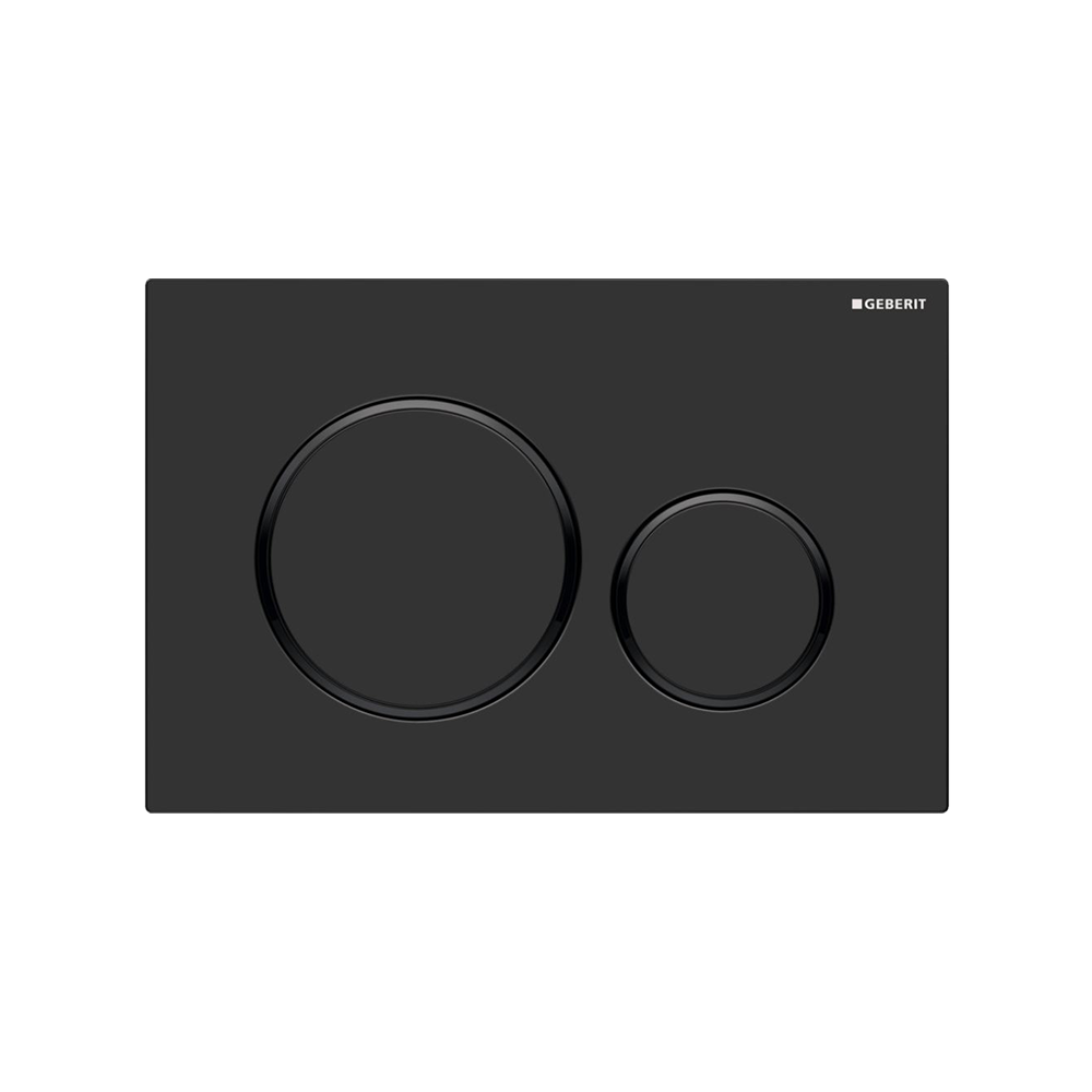 Oliveri Concealed Cistern Flush Plate with Round Buttons Matte Black