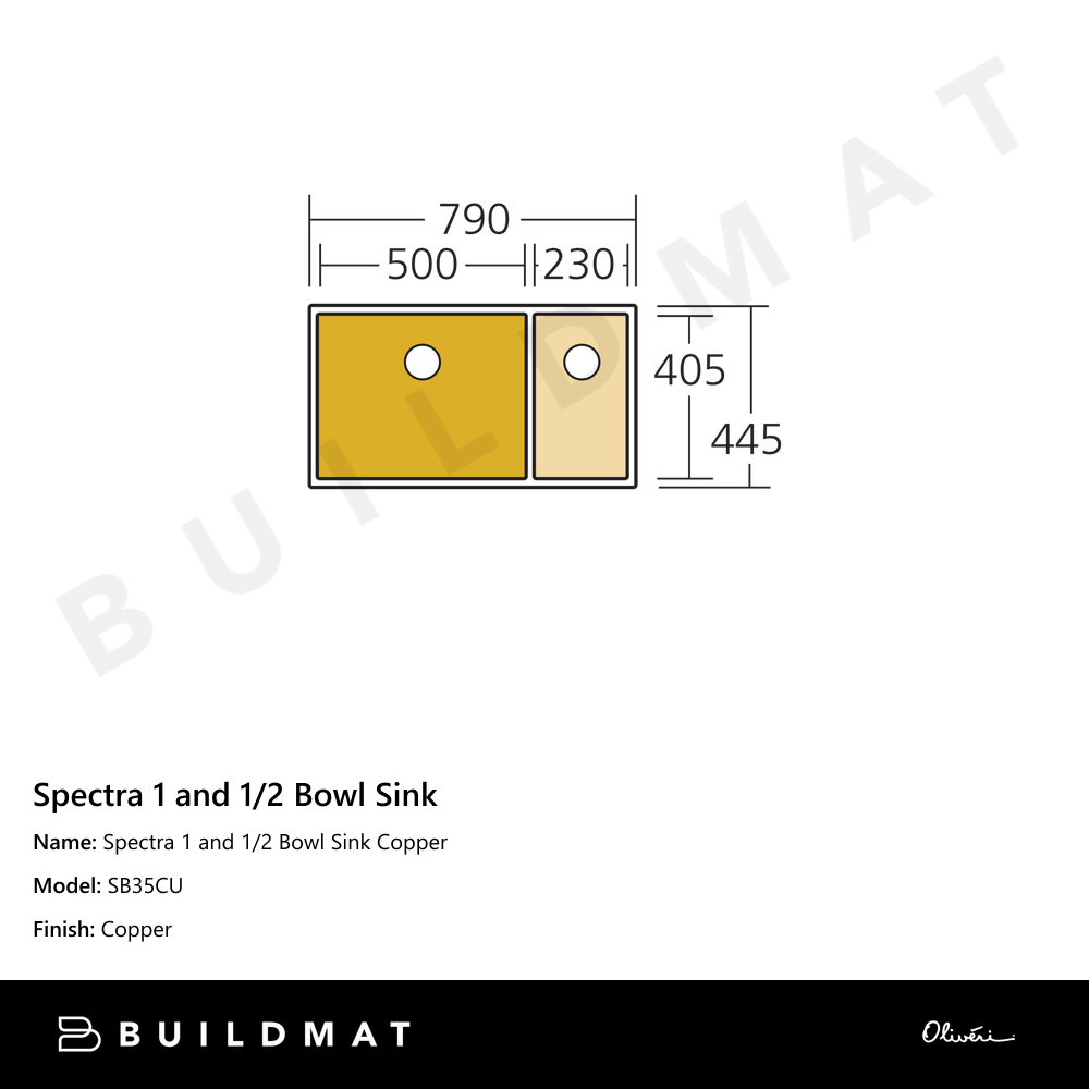 Oliveri Spectra 1 And 1/2 Bowl Sink Copper