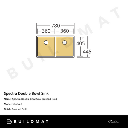 Oliveri Spectra Double Bowl Sink Brushed Gold