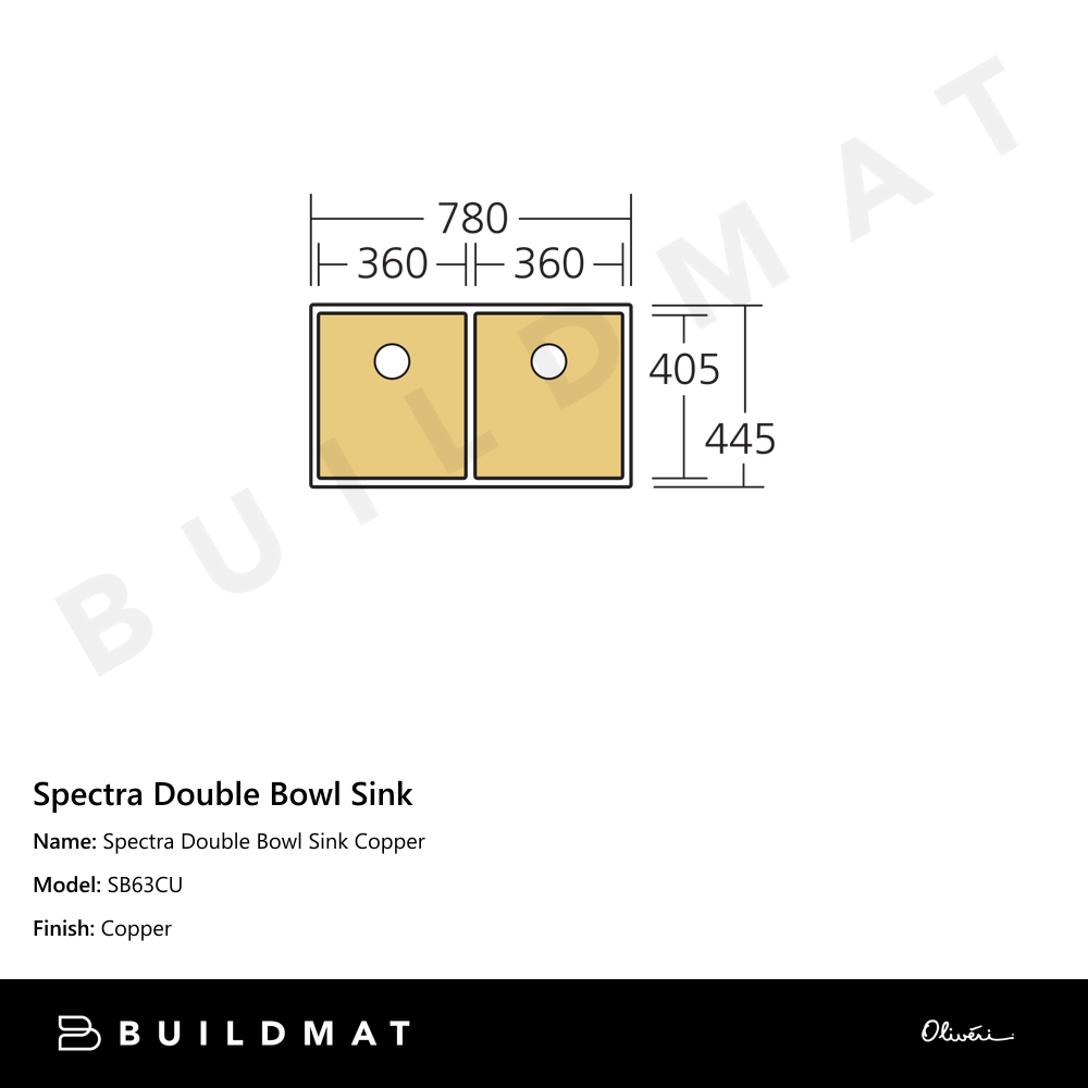 Oliveri Spectra Double Bowl Sink Copper