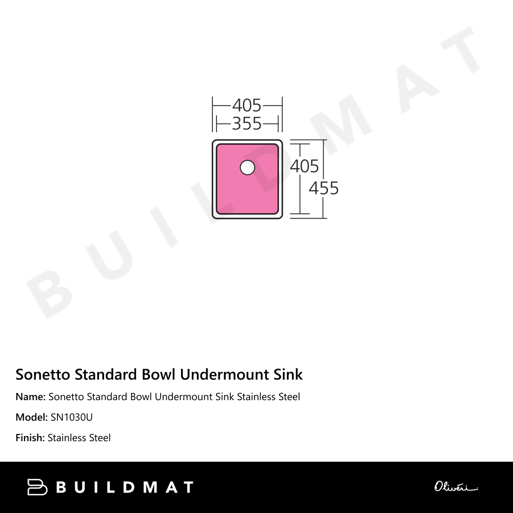 Oliveri Sonetto Standard Bowl Undermount Sink Stainless Steel