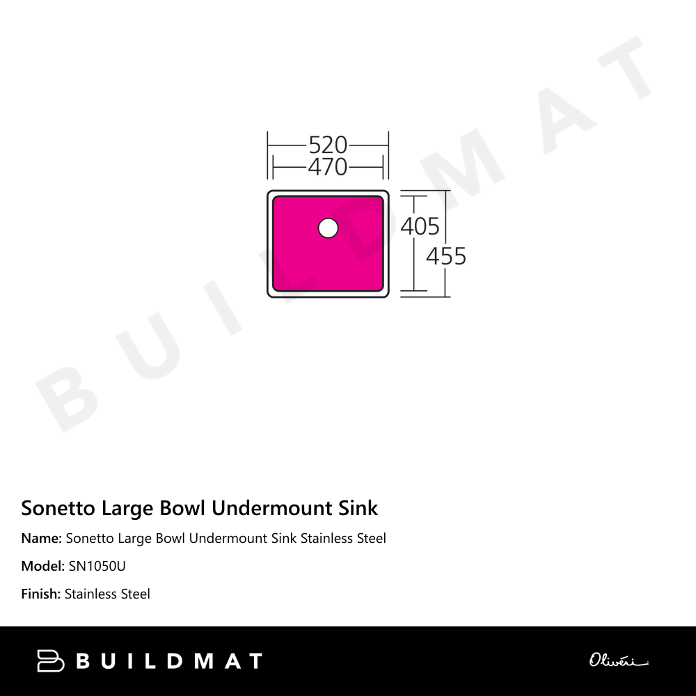 Oliveri Sonetto Large Bowl Undermount Sink Stainless Steel