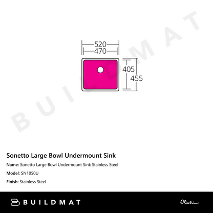 Oliveri Sonetto Large Bowl Undermount Sink Stainless Steel