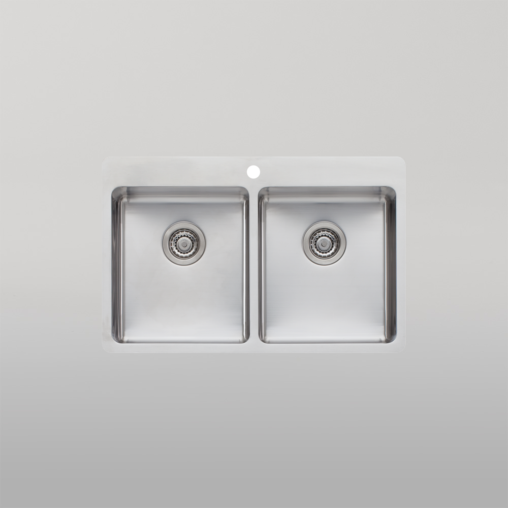 Oliveri Sonetto Double Bowl Topmount Sink Stainless Steel