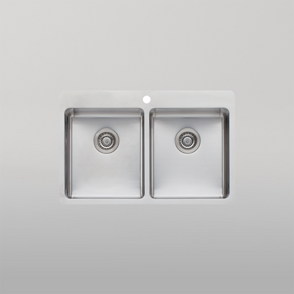 Oliveri Sonetto Double Bowl Topmount Sink Stainless Steel