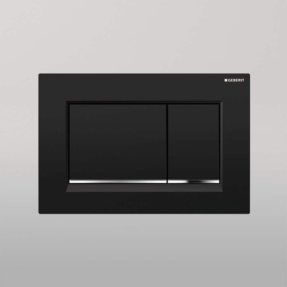 Oliveri Concealed Cistern Flush Plate With Square Buttons Black