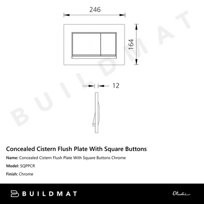 Oliveri Concealed Cistern Flush Plate With Square Buttons Chrome