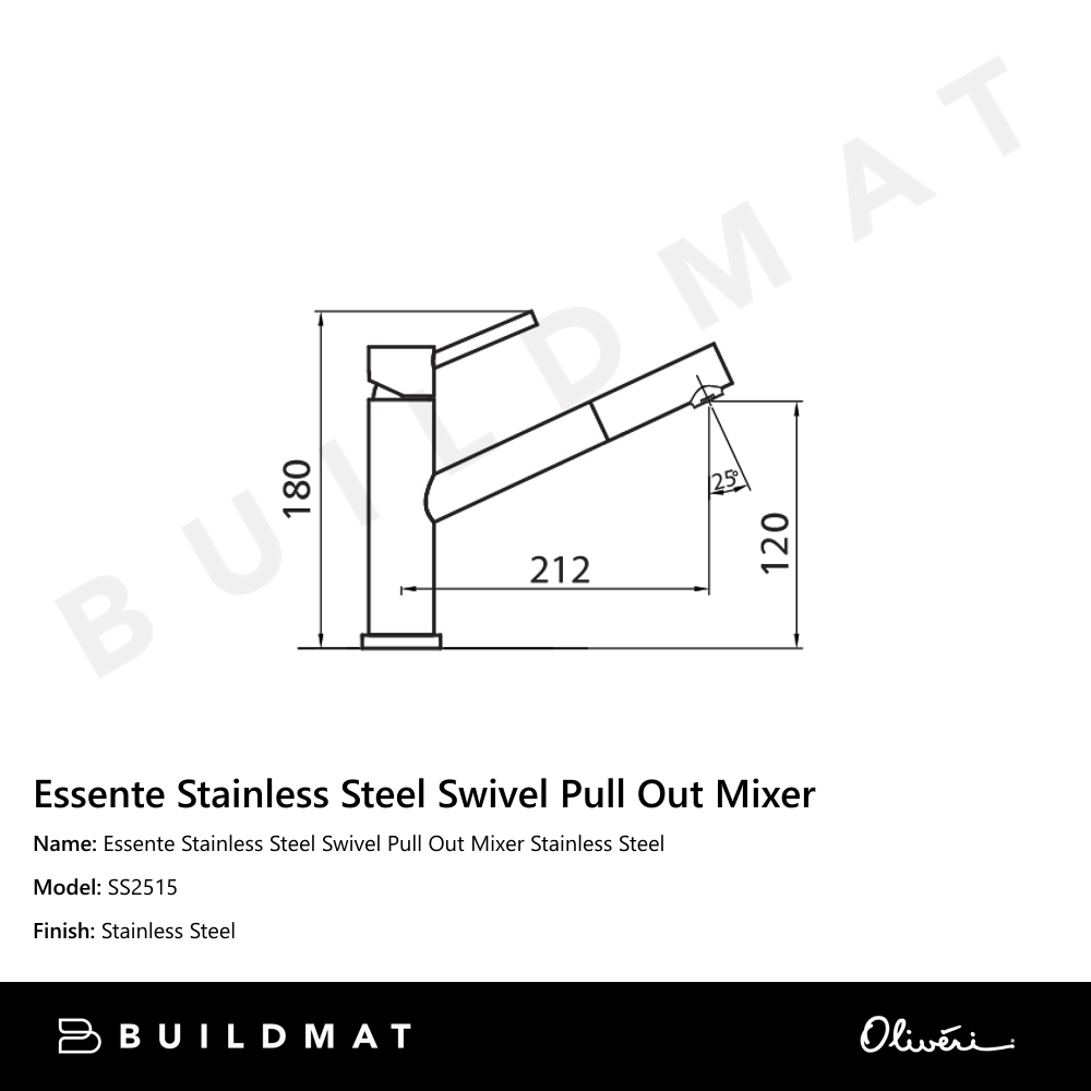Oliveri Essente Stainless Steel Swivel Pull Out Mixer Stainless Steel