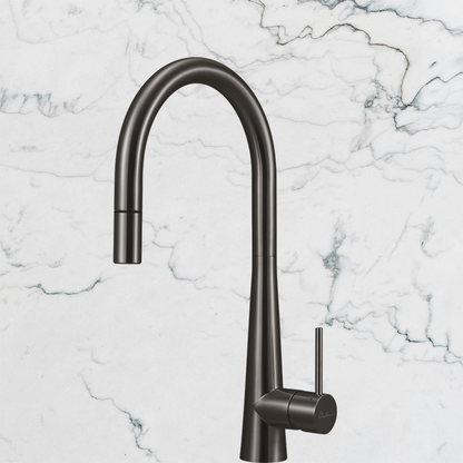 Oliveri Essente 316 Stainless Steel Goose Neck Pull Out Mixer Lead Free Gunmetal