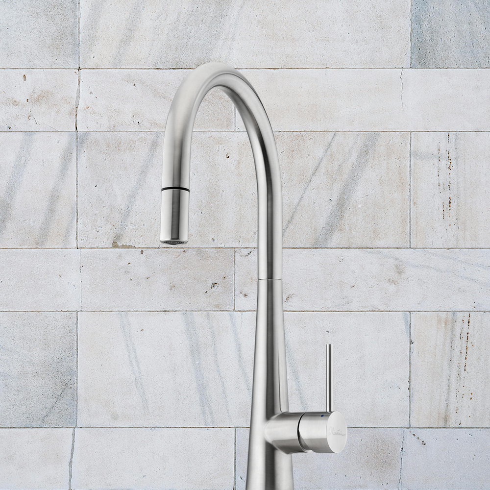 Oliveri Essente 316 Stainless Steel Goose Neck Pull Out Mixer Lead Free