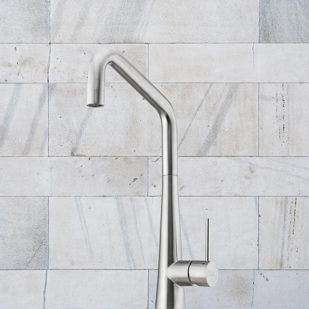Oliveri Essente Stainless Steel Square Goose Neck Mixer Stainless Steel