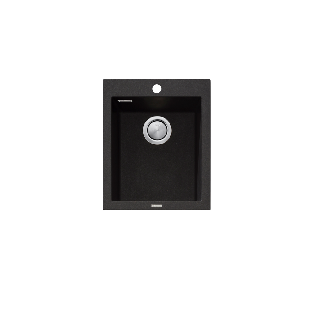 Oliveri Santorini Standard Bowl Topmount Sink 1TH with Overflow Black