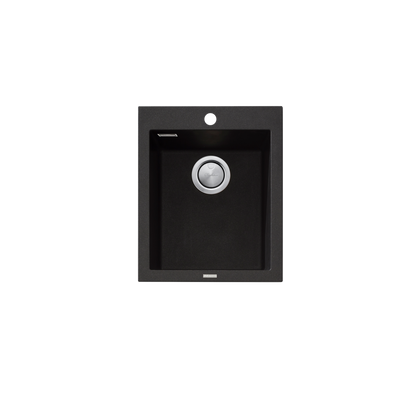 Oliveri Santorini Standard Bowl Topmount Sink 1TH with Overflow Black
