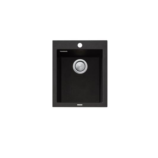 Oliveri Santorini Standard Bowl Topmount Sink 1TH with Overflow Black