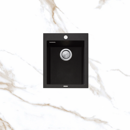 Oliveri Santorini Standard Bowl Topmount Sink 1TH with Overflow Black