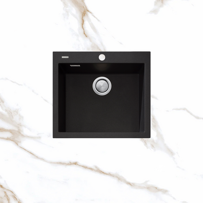Oliveri Santorini Large Bowl Topmount Sink 1TH with Overflow Black