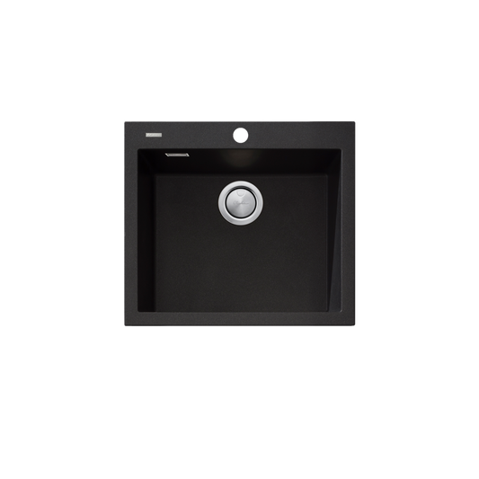 Oliveri Santorini Large Bowl Topmount Sink 1TH with Overflow Black