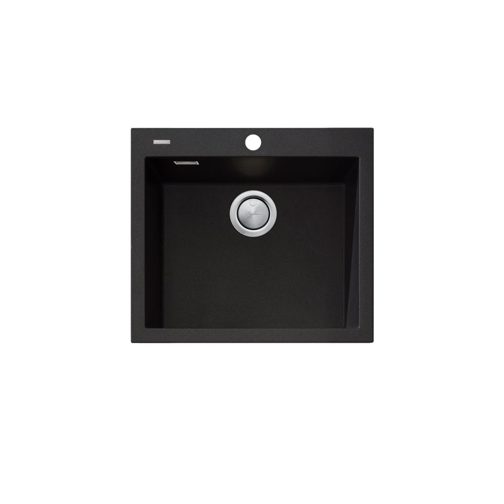 Oliveri Santorini Large Bowl Topmount Sink 1TH with Overflow Black