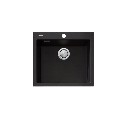 Oliveri Santorini Large Bowl Topmount Sink 1TH with Overflow Black