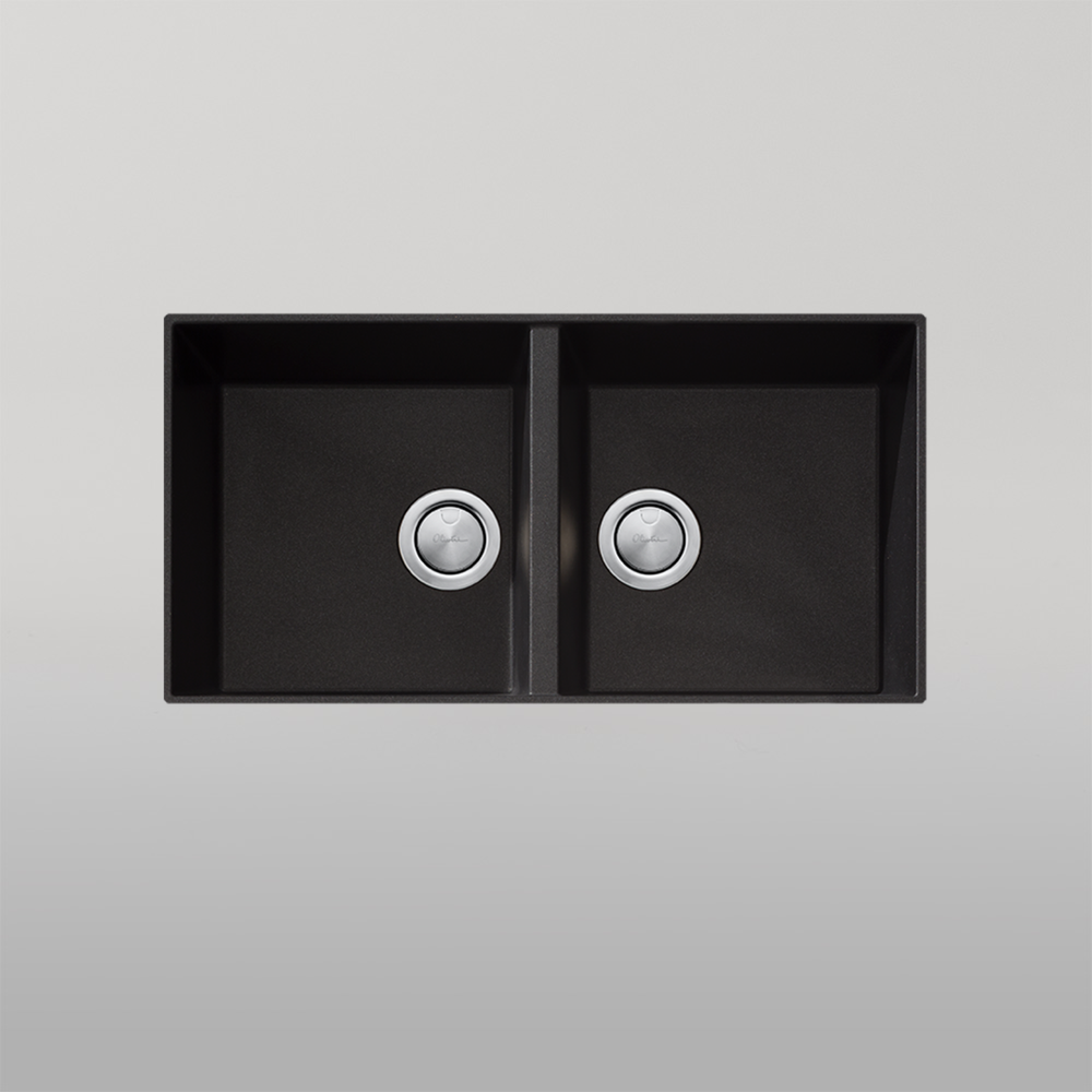 Oliveri Santorini Double Bowl Undermount Sink Black