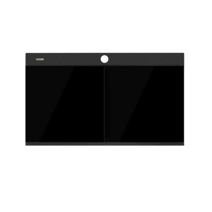 Oliveri Santorini Double Bowl Topmount Sink 1TH Overflow with Glass Top Black