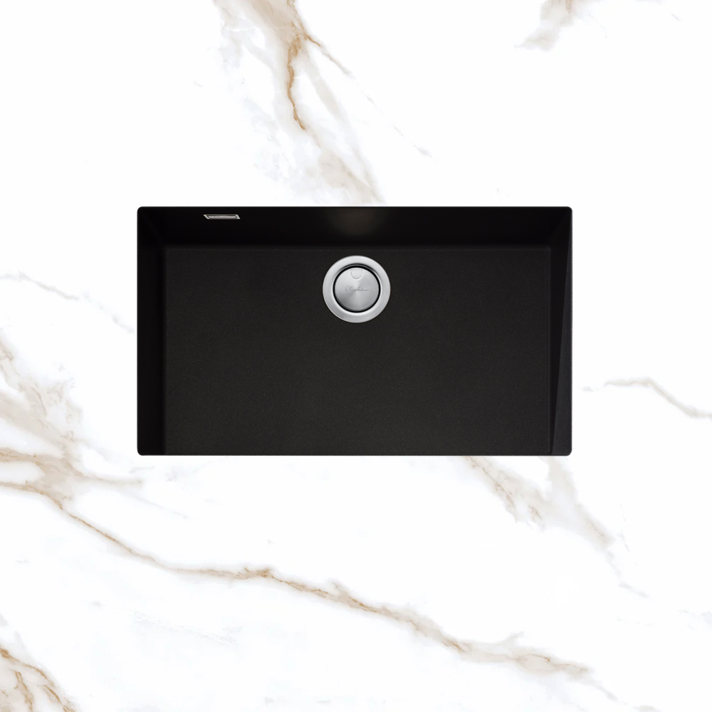Oliveri Santorini Mega Bowl Undermount Sink with Overflow Black