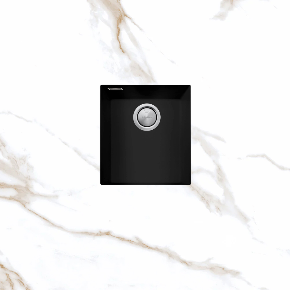Oliveri Santorini Standard Bowl Undermount Sink with Overflow Matte Black