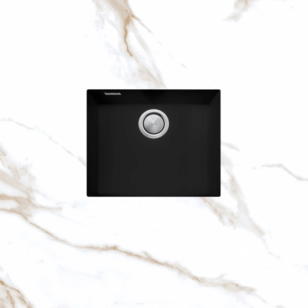 Oliveri Santorini Large Bowl Undermount Sink with Overflow Matte Black