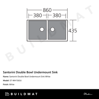 Oliveri Santorini Double Bowl Undermount Sink White