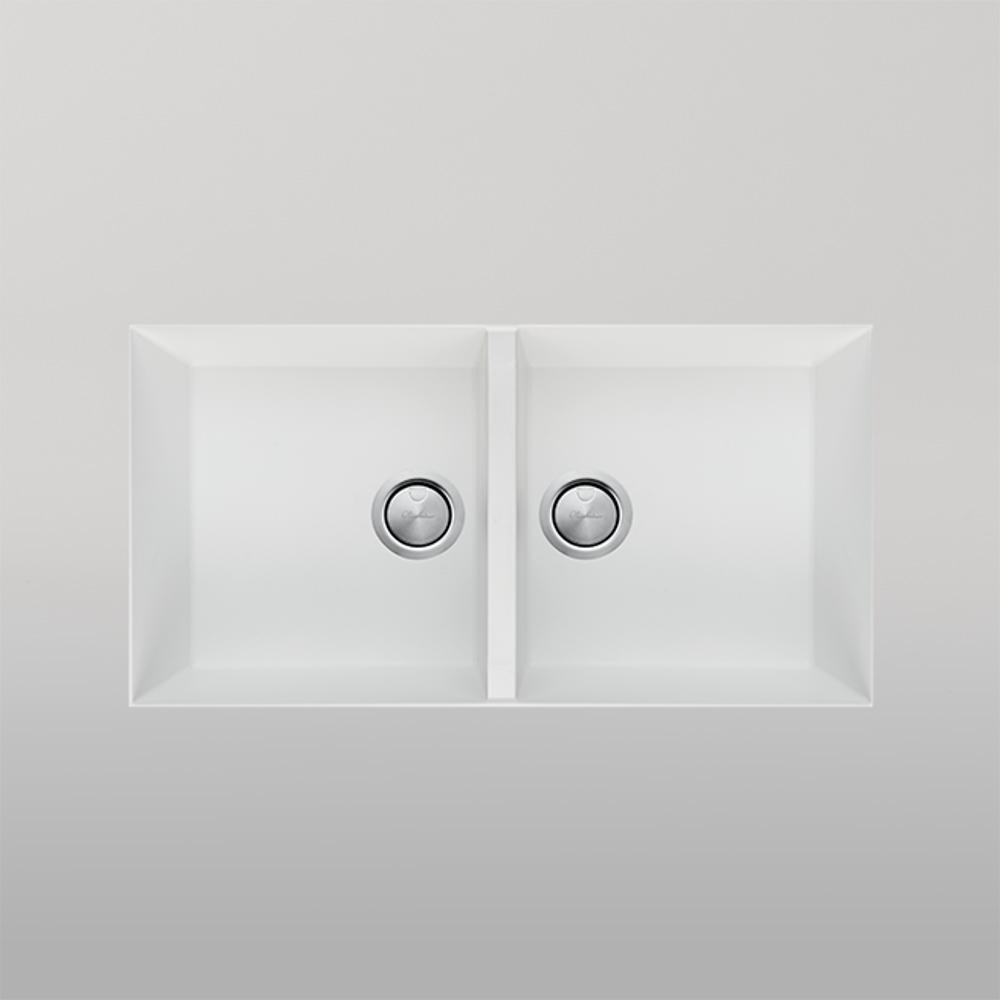 Oliveri Santorini Double Bowl Undermount Sink White