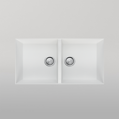 Oliveri Santorini Double Bowl Undermount Sink White
