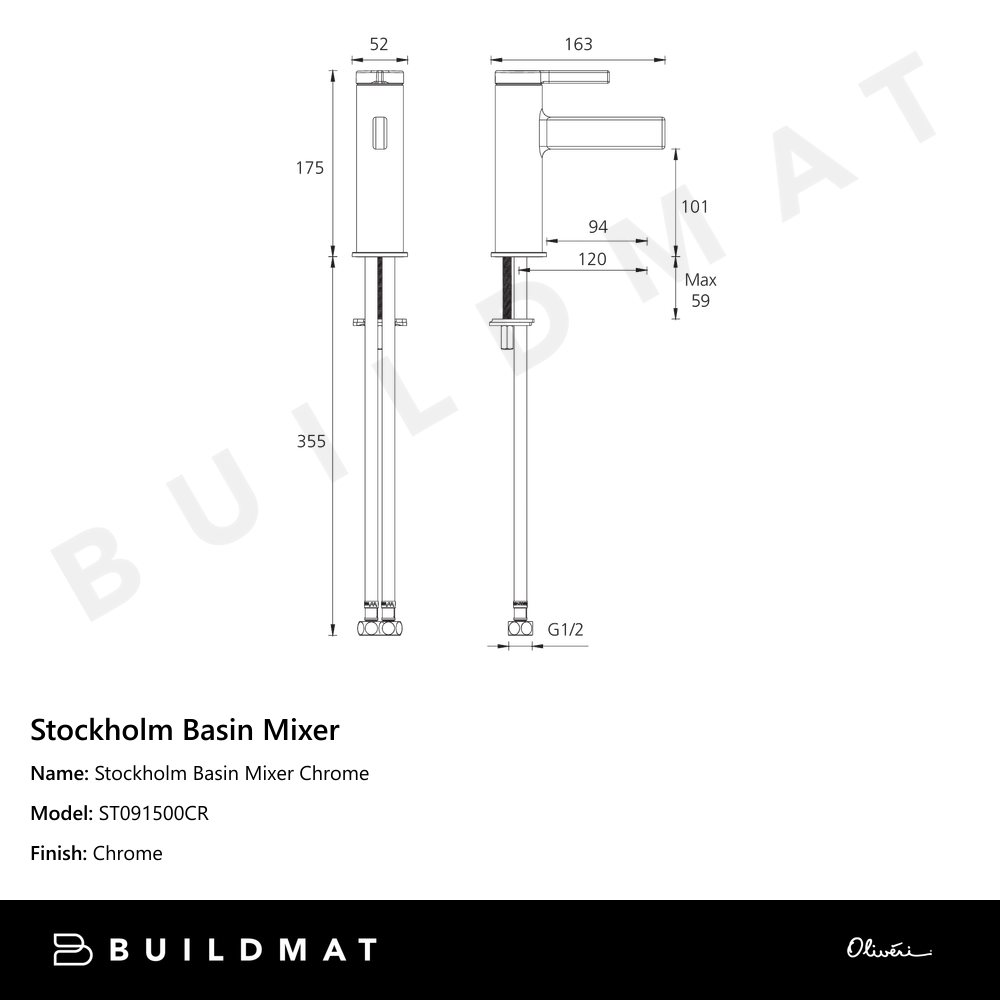 Oliveri Stockholm Basin Mixer Chrome